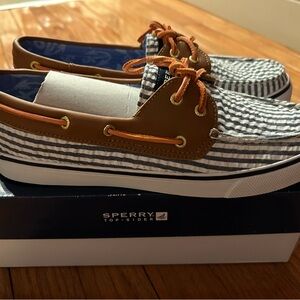 Sperry Women’s Boat Shoes - Bahama Navy Seersucker, Size 8 1/2, New in Box